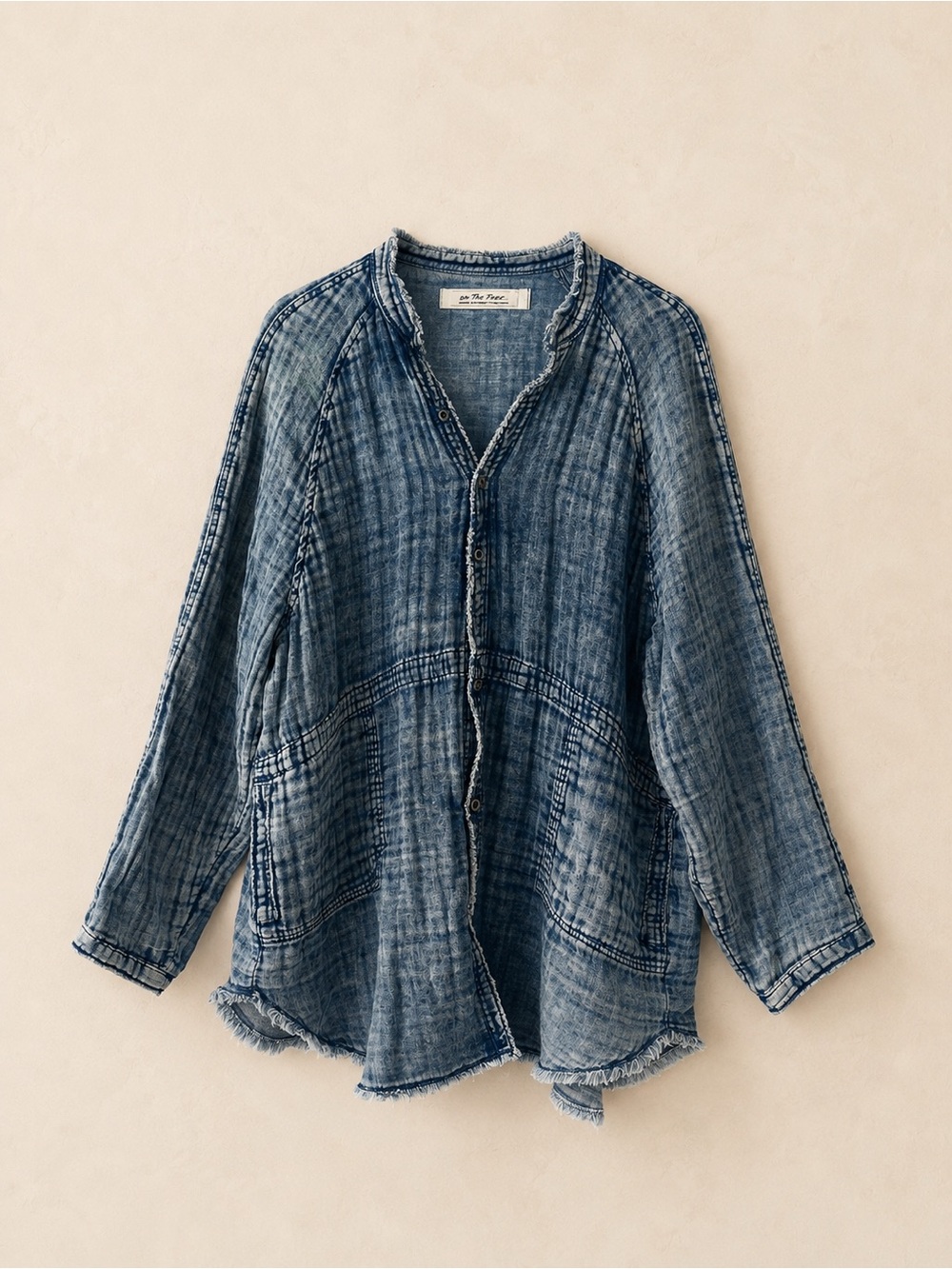 We The Free by Free People Summer Daydream Indigo Shirt Dress | Size Medium